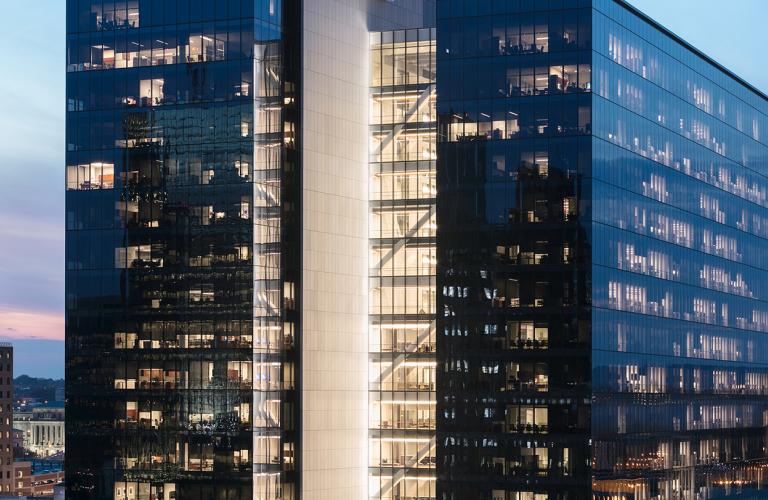 Pru Tower at Dusk hero banner