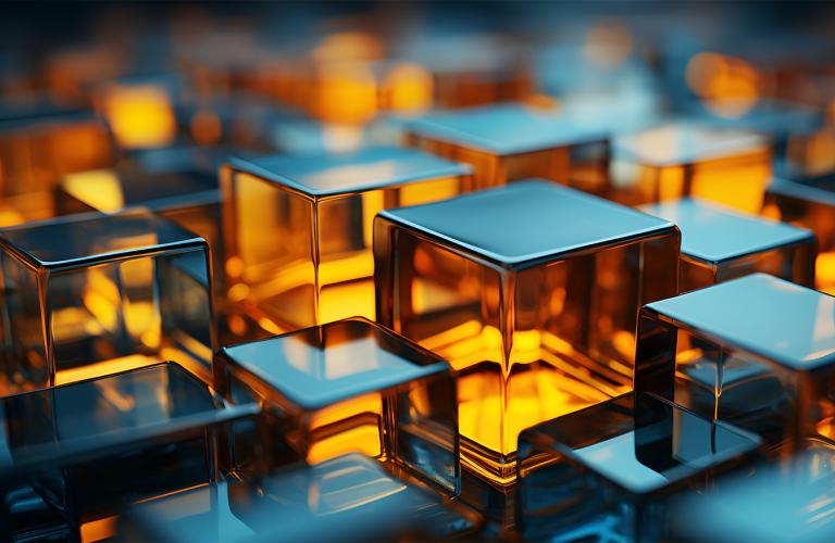 Abstract background with structure of cubes. Colorful cubes texture for technology backdrop 