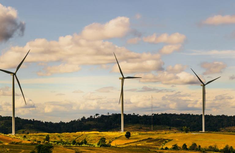 Wind Turbines with sky and clouds