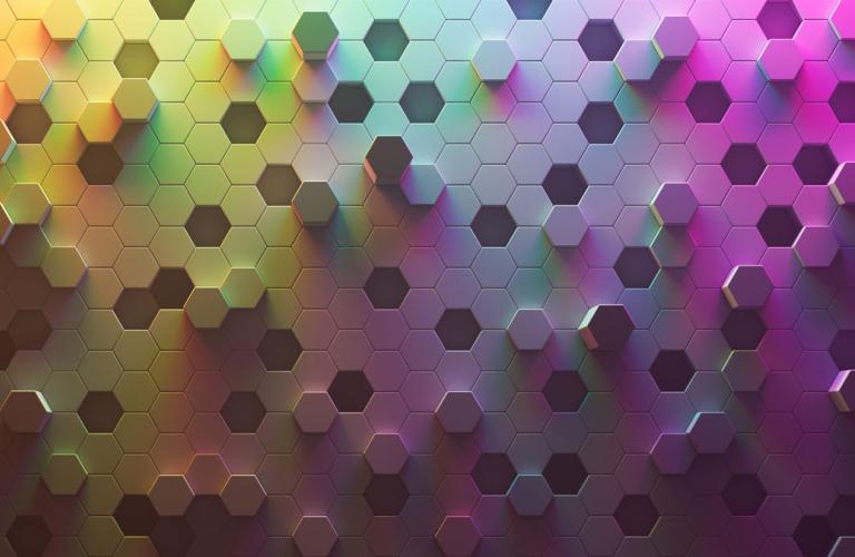 Banner image with colorful hexagons