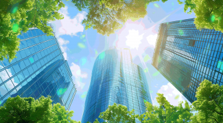City with green trees