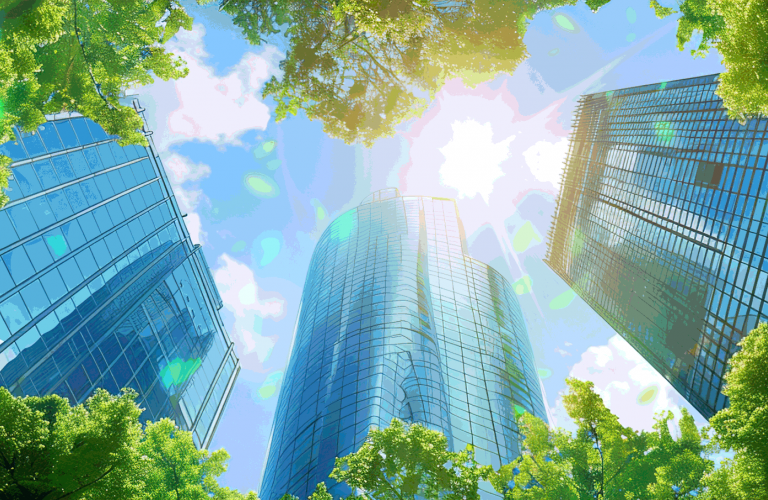 City with green trees