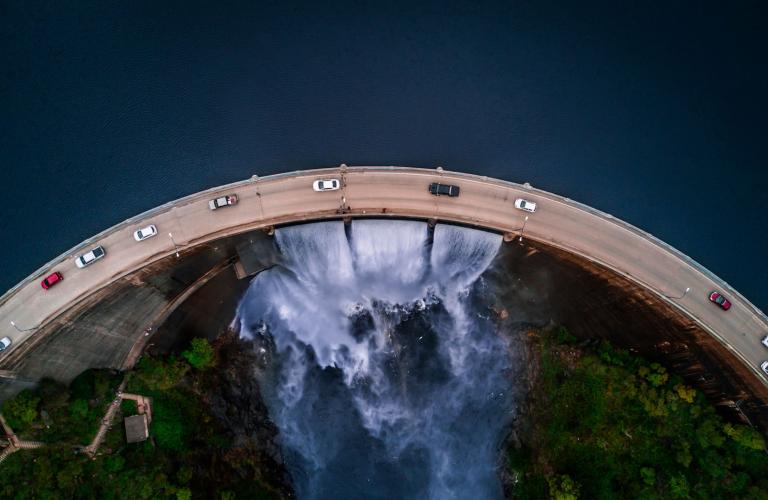 Infrastructure with hydroelectric dam