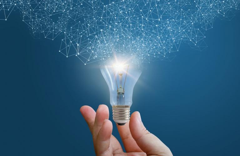 Light Bulb with lines and nodes