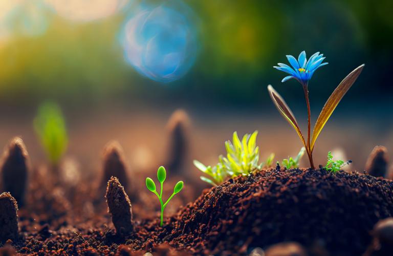Developing plant with budding flower banner image