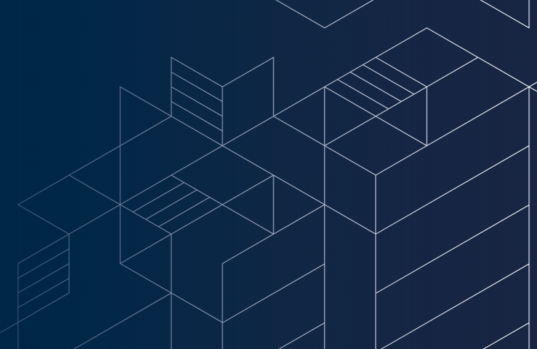 Abstract line graphic on navy background