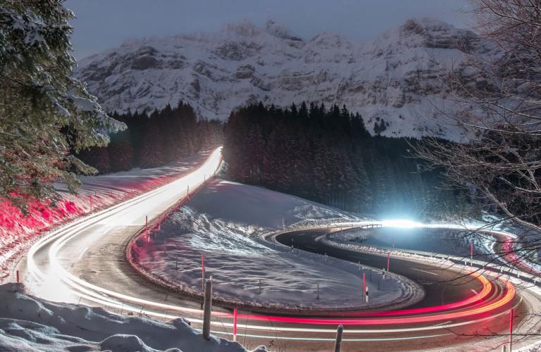 Winding winter road